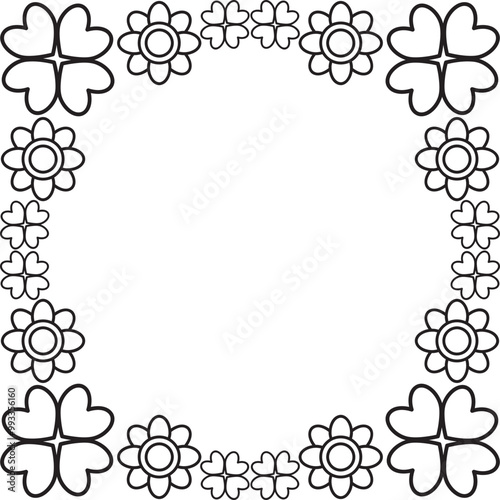 black and white floral frame