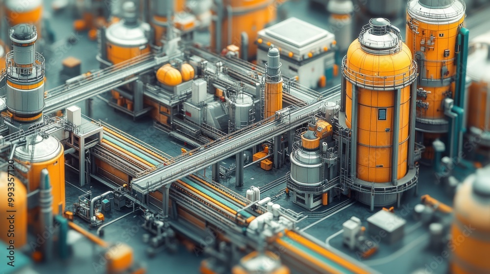 Industrial Complex: A 3D Perspective of a Futuristic Factory Industrial Complex: A 3D Perspective of a Futuristic Factory
