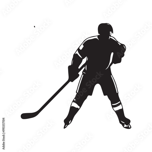 silhouette of people playing hockey, Playing ice hockey, Abstract silhouette of a hockey player on white background