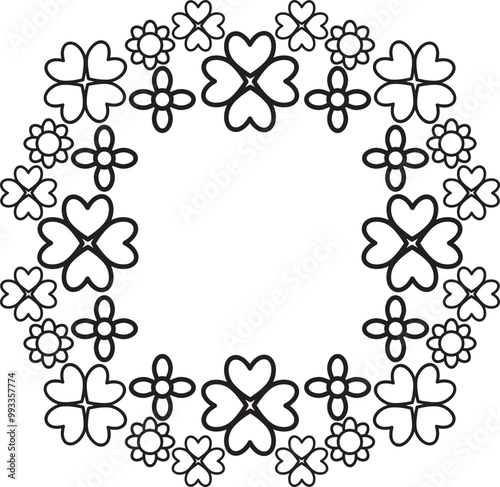 black and white floral frame