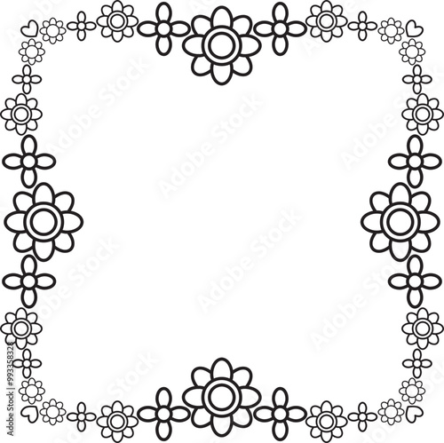black and white floral frame