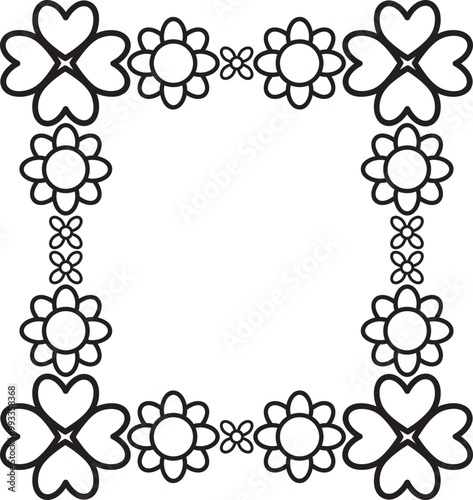black and white floral frame
