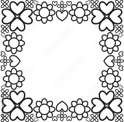 black and white floral frame