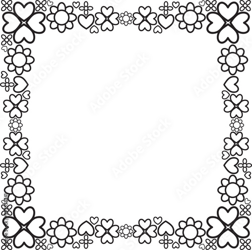 black and white floral frame
