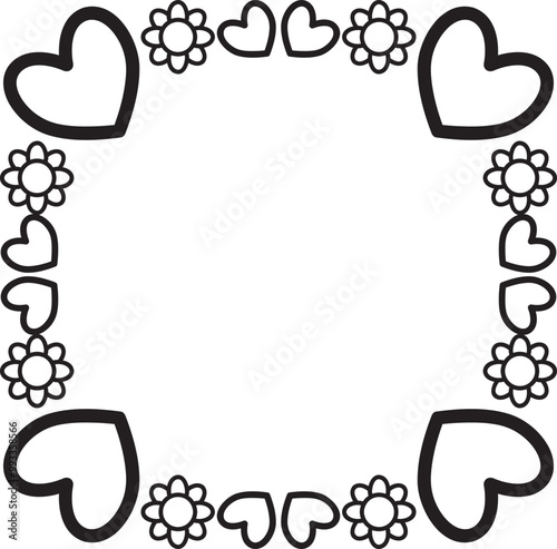 black and white floral frame