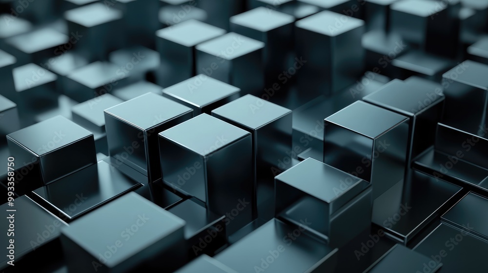 Futuristic digital square blocks in a sleek cubic arrangement Advanced graphical technology design with a modern touch Futuristic digital square blocks in a sleek cubic arrangement Advanced graphical technology design with a modern touch