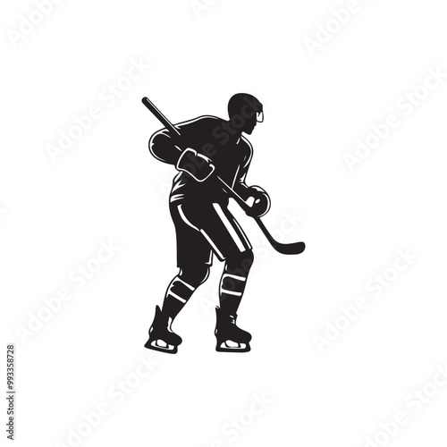 silhouette of people playing hockey, Playing ice hockey, Abstract silhouette of a hockey player on white background