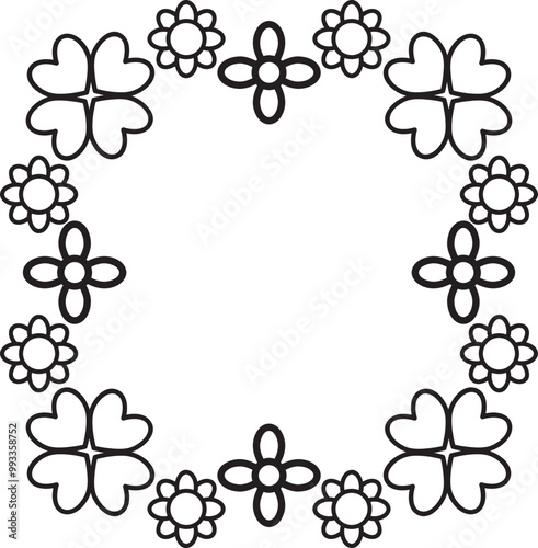 black and white floral frame