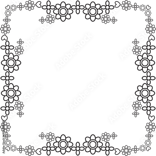 black and white floral frame