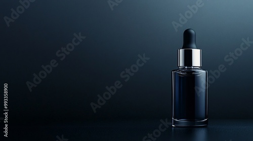 dark glass dropper bottle on a black background