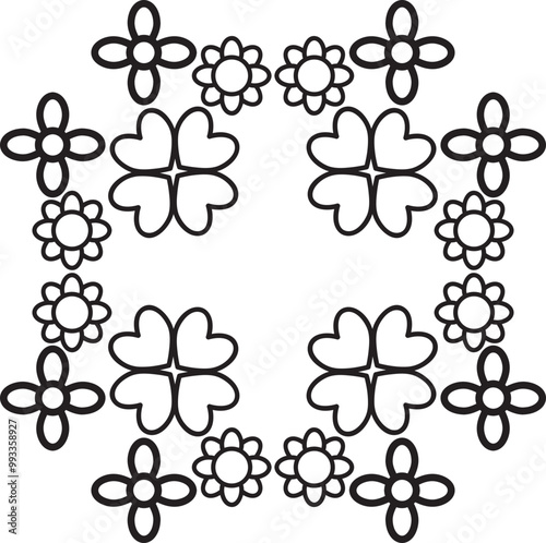 black and white floral frame