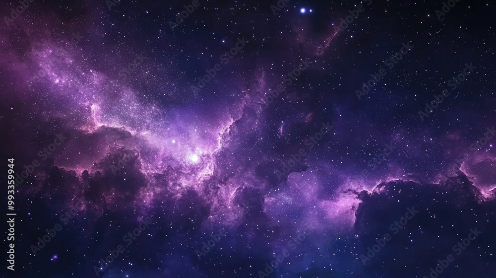 Naklejka premium Purple night sky filled with stars and a galaxy creating a captivating outer space background