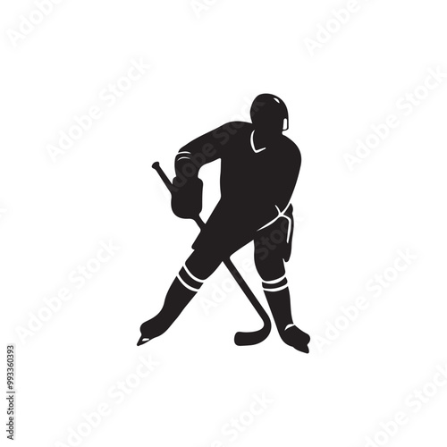silhouette of people playing hockey, Playing ice hockey, Abstract silhouette of a hockey player on white background
