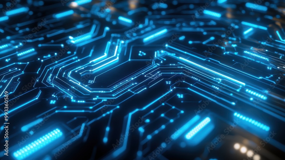 Abstract Blue Circuit Board Background - Technology, Digital, Futuristic Abstract Blue Circuit Board Background - Technology, Digital, Futuristic
