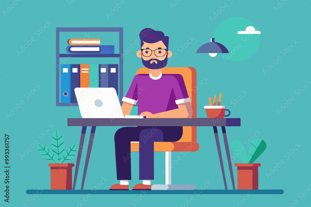 A man is working in office A man is working in office