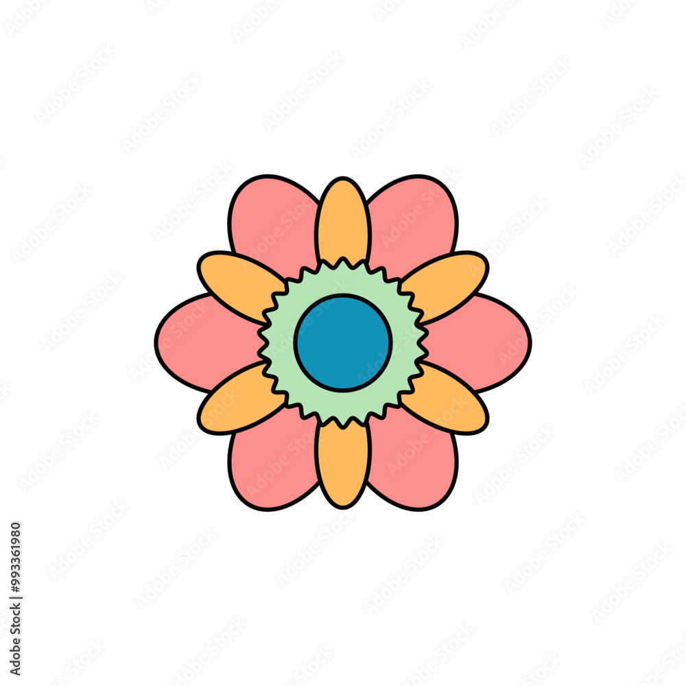 Retro flower decoration, Vector illustration. Retro flower decoration, Vector illustration.