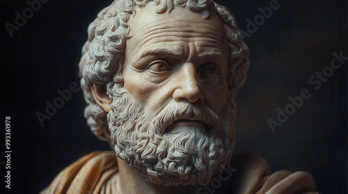 sculpture of aristotle elegantly rendered to capture the essence of ancient greek philosophy showcasing meticulous craftsmanship and historical significance