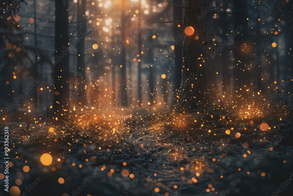 Naklejka premium Subtle glowing particles scattered for a magical touch.