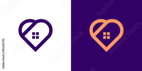 Heart house icon logo vector home love building business isolated