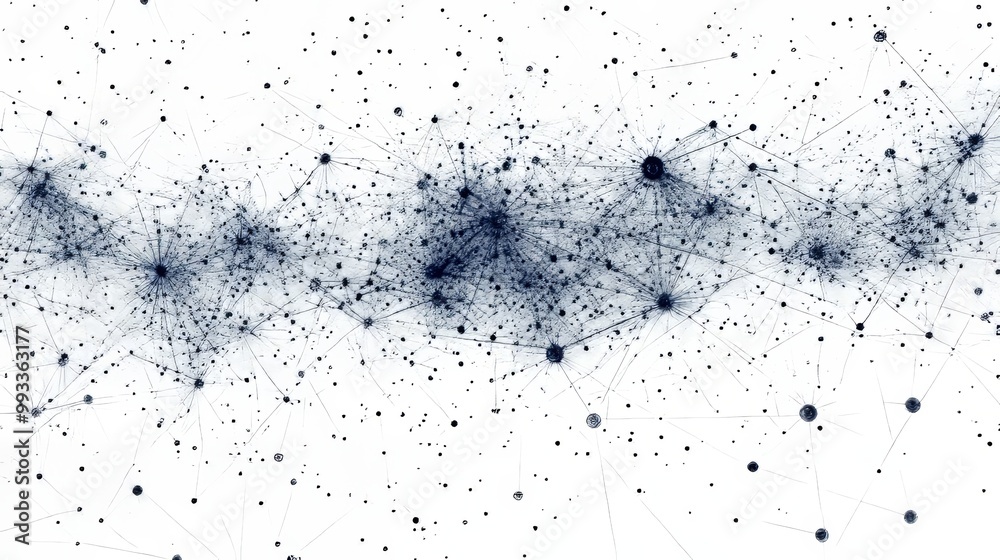 Obraz premium A network of data points connected by lines, creating geometric patterns. This represents a technology system where data is organized and shared.