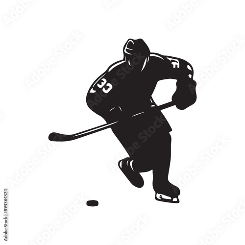 silhouette of people playing hockey, Playing ice hockey, Abstract silhouette of a hockey player on white background