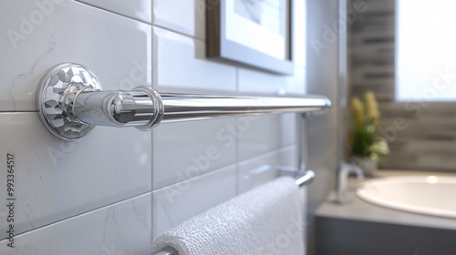 Stainless Steel Safety Grab Bars in Modern Bathroom Setting