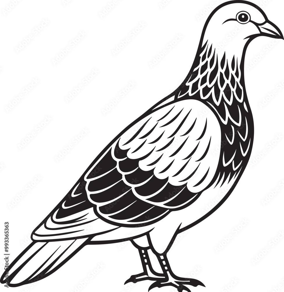 silhouette line art dove bird illustration design 