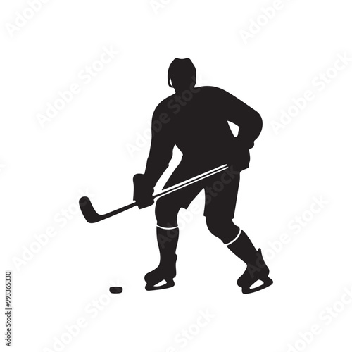 silhouette of people playing hockey, Playing ice hockey, Abstract silhouette of a hockey player on white background