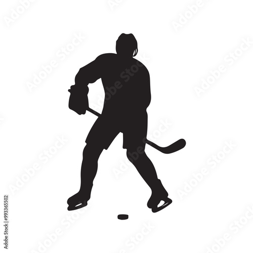 silhouette of people playing hockey, Playing ice hockey, Abstract silhouette of a hockey player on white background