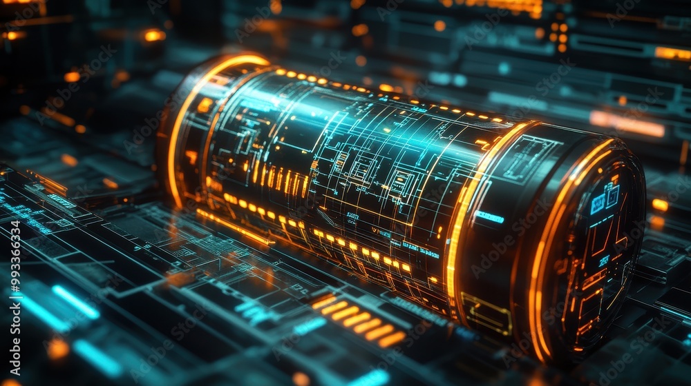 Futuristic Tech Abstract Background with Orange and Blue Glowing Lines. Futuristic Tech Abstract Background with Orange and Blue Glowing Lines.