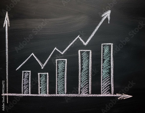 increase on a bar chart on a blackboard progress grow growth progress up fluctuating fluctuate fluctuation
