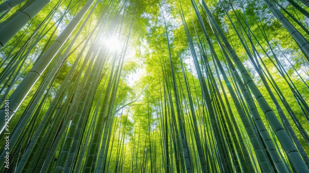 A peaceful bamboo grove features tall, slender stalks with dappled sunlight casting intricate patterns on the ground. A peaceful bamboo grove features tall, slender stalks with dappled sunlight casting intricate patterns on the ground.