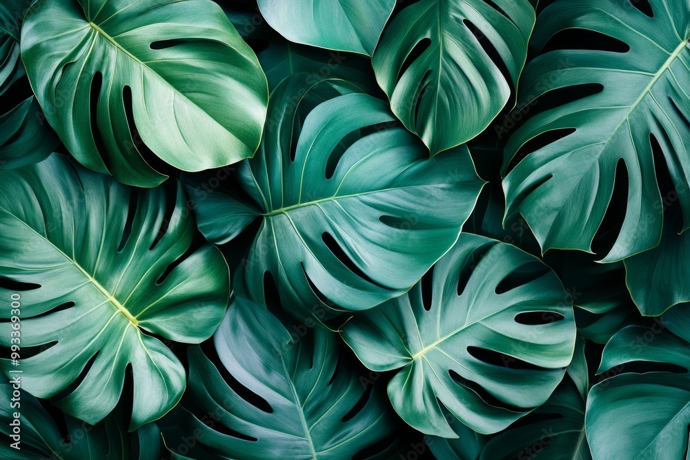 Green leaf and palm leaves on dark background. Flat lay, dark nature concept, tropical leaf image Green leaf and palm leaves on dark background. Flat lay, dark nature concept, tropical leaf image