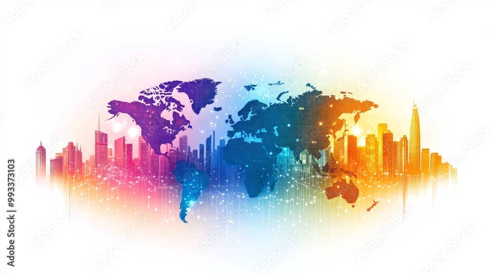 Fototapeta premium Global Network Cityscape.