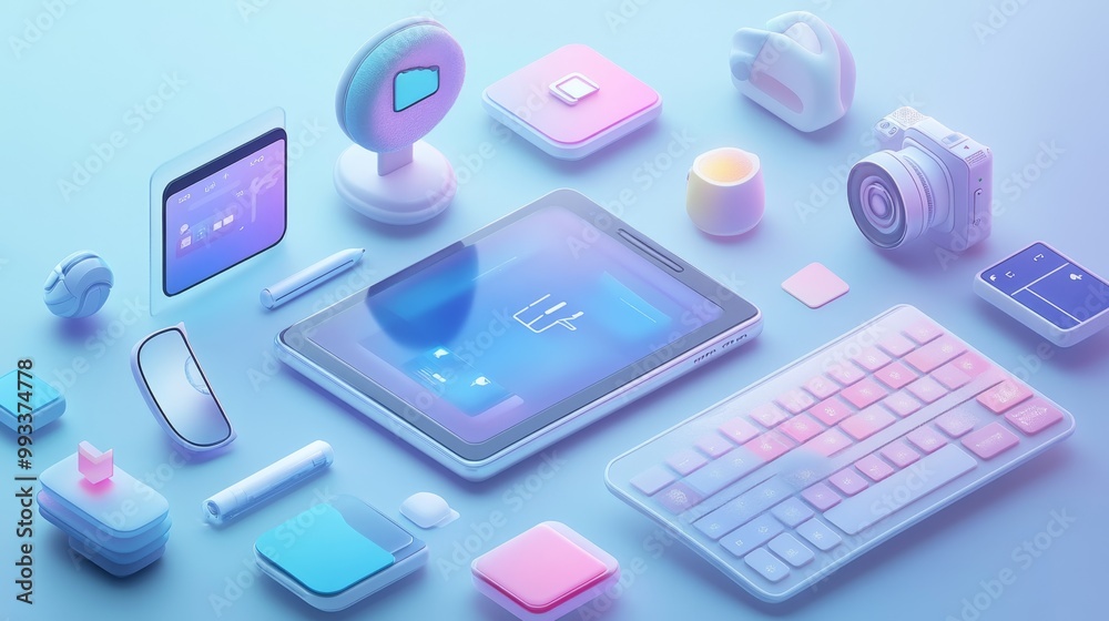 Tech Gadgets 3D Render. Tech Gadgets 3D Render.