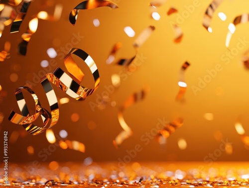 New Year Celebration with Festive Confetti and Streamers