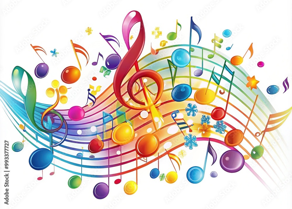 Obraz premium Experience artistic enrichment with this vibrant collection of music notes illustrations for creative projects and designs.