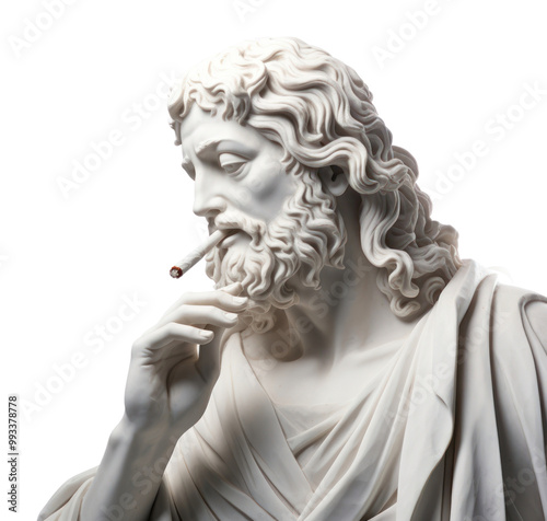 PNG Greek sculpture jesus taking a cigarette female person statue.