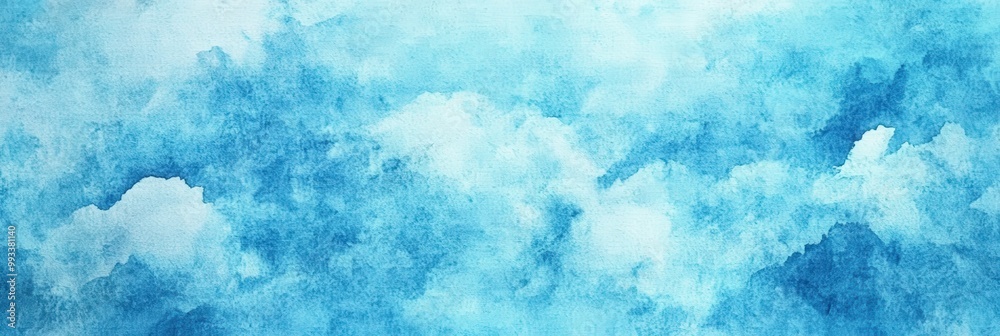 Fototapeta premium Abstract Blue Watercolor Sky Background Texture