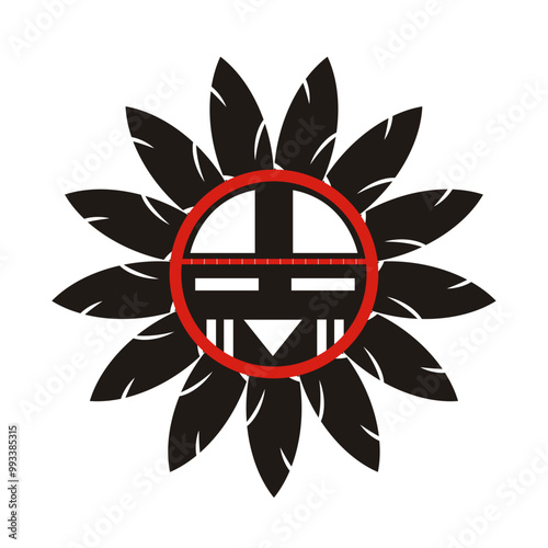 Minimalistic vector illustration of Kachina Sun representation of Sun God in Hopi Culture photo