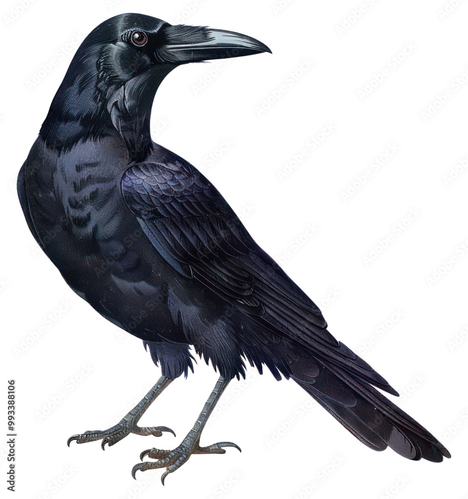 Fototapeta premium PNG Detailed raven illustration, black feathers