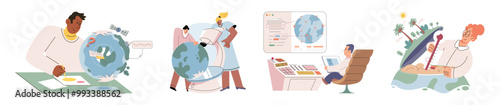 Scientific experiment. Vector illustration. Discoveries and inventions resulting from scientific experiments have transformed society The profession scientist involves designing and conducting tests