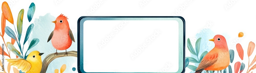 Bird flu alert notification on a phone screen, blank copy space on the side, flat design illustration Bird flu alert notification on a phone screen, blank copy space on the side, flat design illustration
