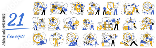 Innovation strategy vector illustration. Progress is fertile soil where seeds innovation strategy blossom into achievement Development is sweet melody played by orchestra intelligent growth