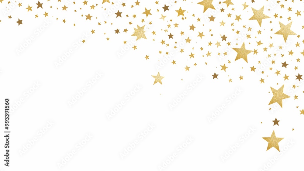 Golden stars falling on a white background, festive decorations for Christmas, New Year, or celebration themes
Golden stars falling on a white background, festive decorations for Christmas, New Year, or celebration themes