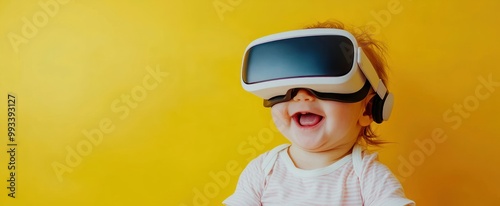 A Laughing Baby Wearing a Virtual Reality Headset