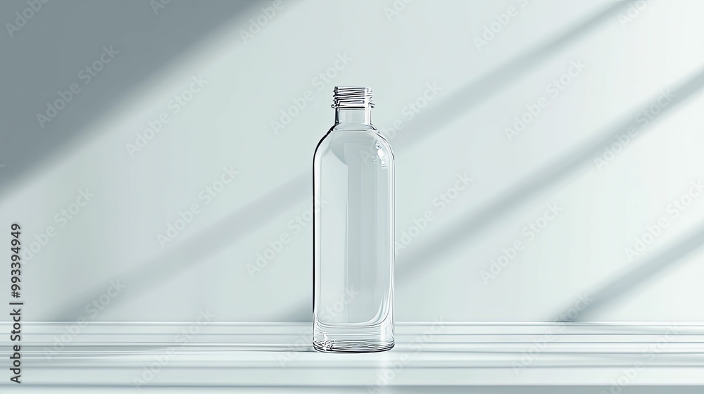 Empty Glass Bottle with a Minimalist Background Empty Glass Bottle with a Minimalist Background