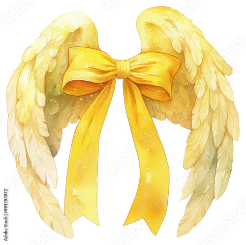 PNG Golden angel wings ribbon illustration photo