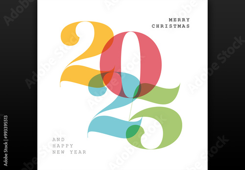 Obraz na płótnie Minimalistic Happy new year 2025 card template with color numbers w salonie