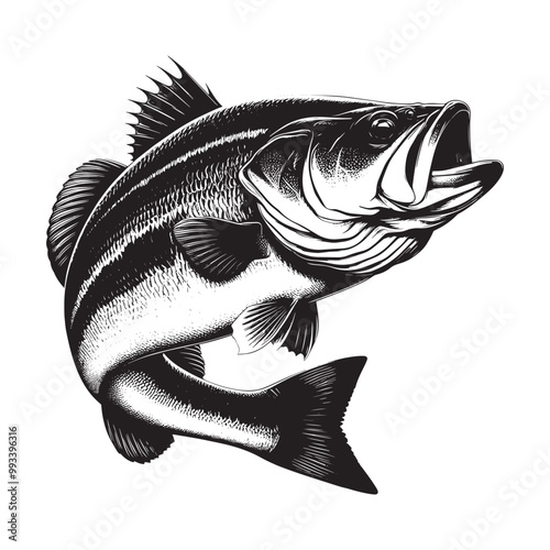 Large Mouth Bass fish vector illustration